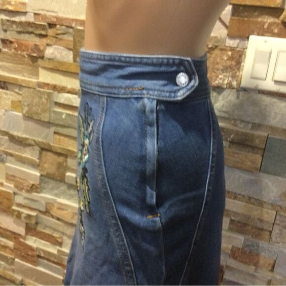 ZADIG & VOLTAIRE Jamille Deluxe Embroidered Fringed-Hem Denim Skirt - Picture 4 of 11